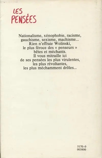 Verso de l'album Les Pensées