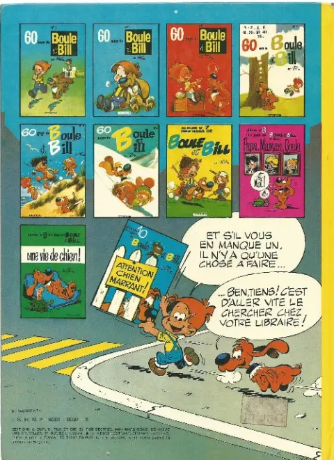 Verso de l'album Boule & Bill Tome 3 60 gags de Boule et Bill