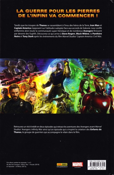 Verso de l'album Avengers: Infinity War - Le Prologue du film