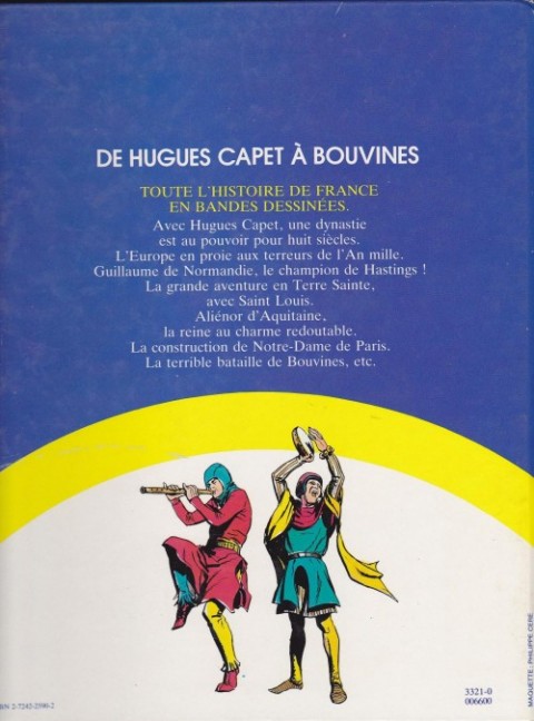 Verso de l'album Histoire de France en bandes dessinées Tome 2 De Hugues Capet à Bouvines