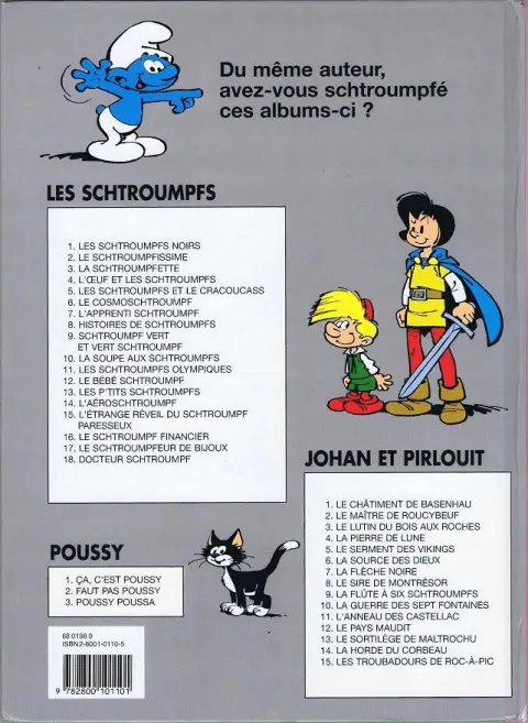 Verso de l'album Les Schtroumpfs Tome 3 La Schtroumpfette