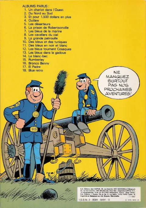 Verso de l'album Les Tuniques Bleues Tome 8 Les cavaliers du ciel