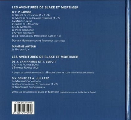 Verso de l'album Blake et Mortimer Les sarcophages d'Açoka