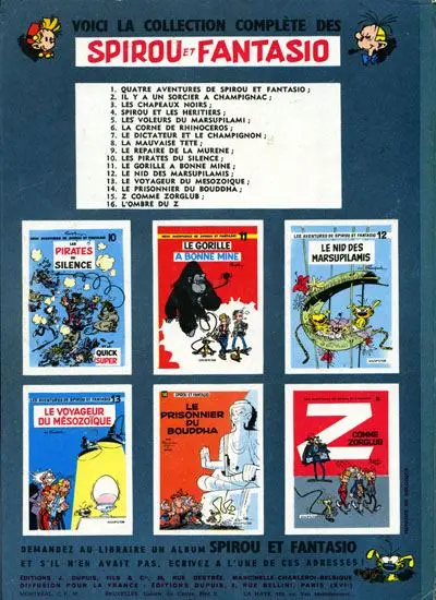 Verso de l'album Spirou et Fantasio Tome 16 L'ombre du Z