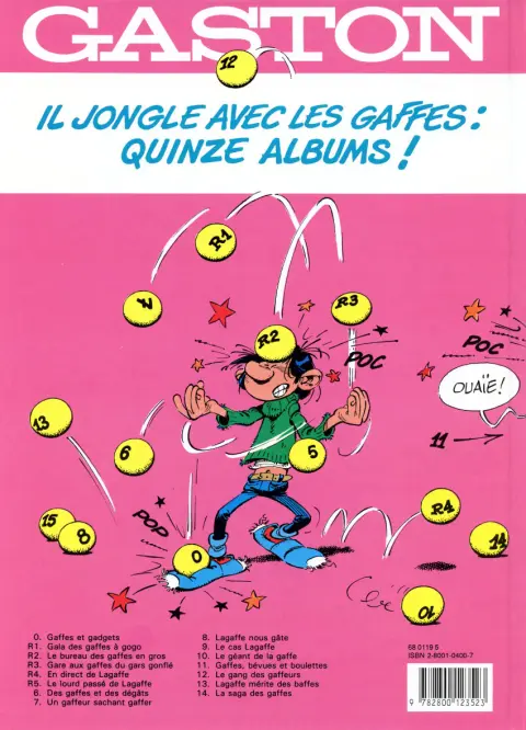 Verso de l'album Gaston Tome 12 Le gang des gaffeurs