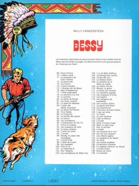 Verso de l'album Bessy Tome 72 Le grand Trek