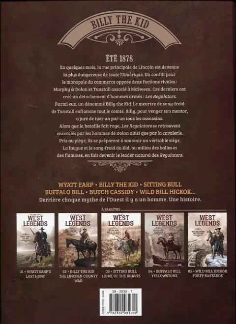 Verso de l'album West Legends Tome 2 Billy the Kid, The Lincoln county war