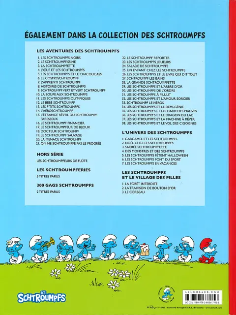 Verso de l'album Les Schtroumpfs Tome 38 Les Schtroumpfs et le vol des cigognes