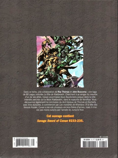 Verso de l'album The Savage Sword of Conan - La Collection Tome 75 La fille de raktavashi