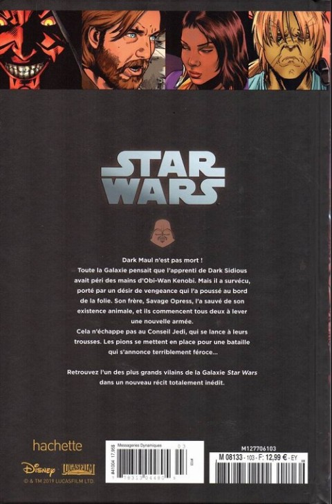 Verso de l'album Star Wars - Légendes - La Collection Tome 103 Le Côté Obscur - XIII. Darl Maul - Peine de mort