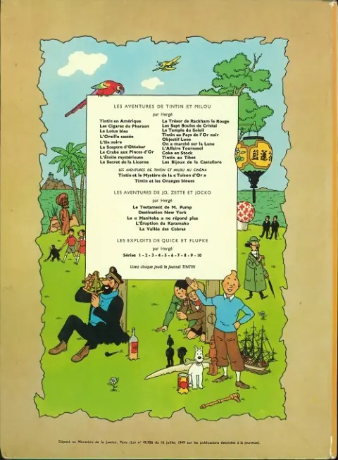 Verso de l'album Tintin Tome 13 Les 7 boules de cristal