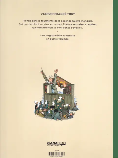 Verso de l'album Spirou et Fantasio - Une aventure de... / Le Spirou de... Tome 14 L'Espoir malgré tout - Deuxième partie - Un peu plus loin vers l'horreur