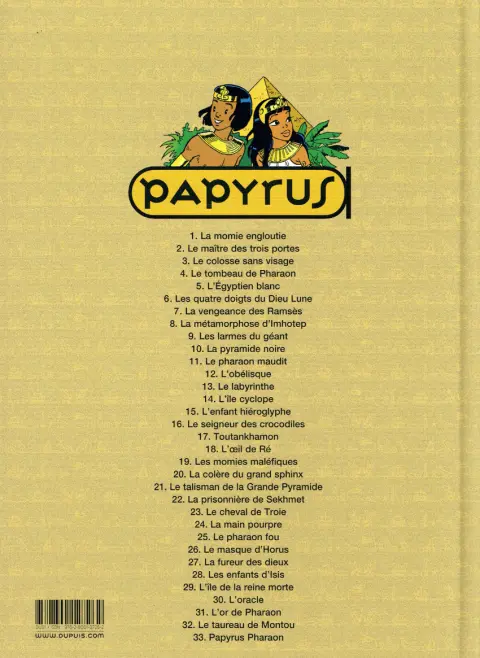Verso de l'album Papyrus Tome 6 Les quatre doigts du dieu lune