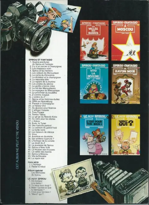 Verso de l'album Spirou et Fantasio Tome 17 Spirou et les hommes-bulles