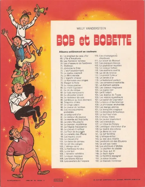 Verso de l'album Bob et Bobette Tome 99 Les rayons zouin