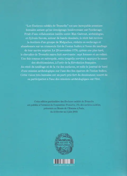 Verso de l'album Les Esclaves oubliés de Tromelin