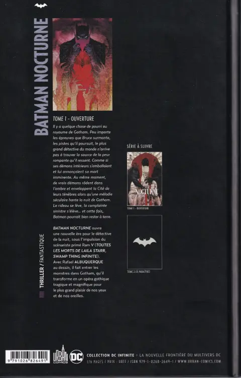 Verso de l'album Batman Nocturne Tome 1 Ouverture