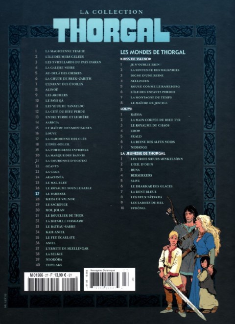 Verso de l'album Thorgal Tome 27 Le barbare