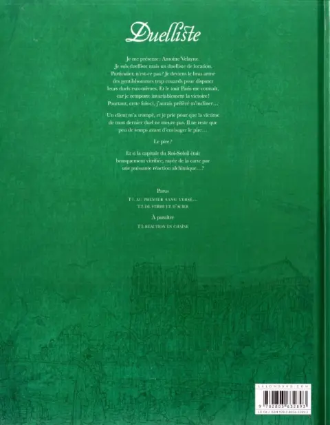 Verso de l'album Duelliste Tome 2 De verre et d'acier