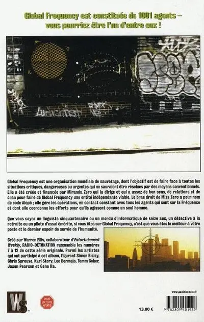 Verso de l'album Global Frequency Tome 2 Radio-détonation