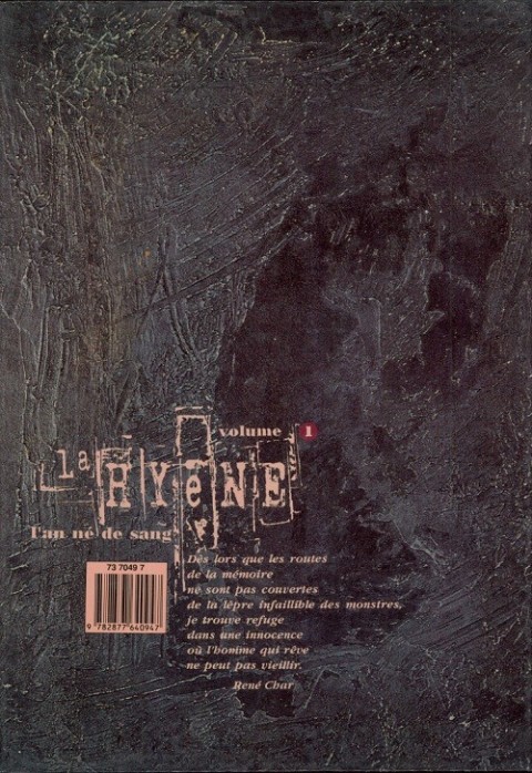 Verso de l'album La Hyène Volume 1 L'an né de sang