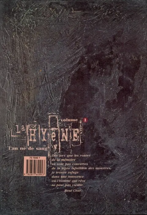 Verso de l'album La Hyène Volume 1 L'an né de sang