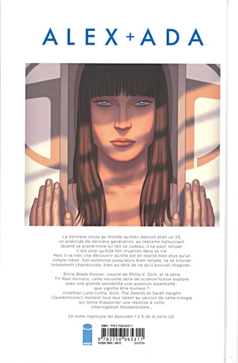 Verso de l'album Alex + Ada Tome 1