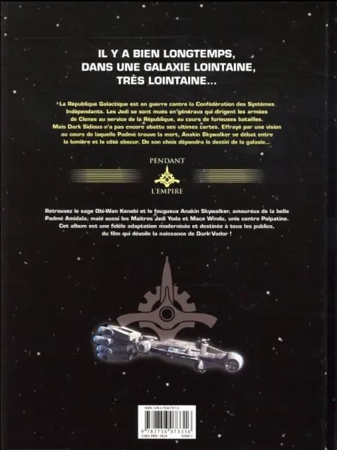 Verso de l'album Star Wars Tome 3 La Revanche des Sith