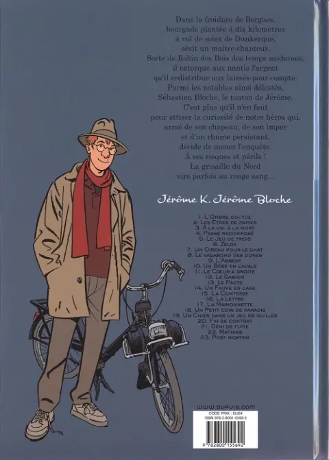Verso de l'album Jérôme K. Jérôme Bloche Tome 3 À la vie, à la mort