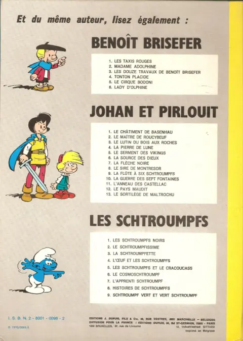 Verso de l'album Johan et Pirlouit Tome 4 La pierre de lune