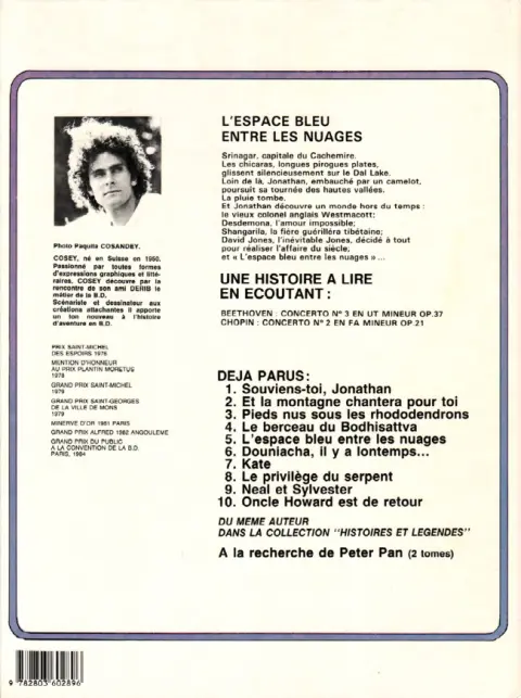 Verso de l'album Jonathan Tome 5 L'espace bleu entre les nuages