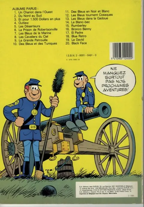 Verso de l'album Les Tuniques Bleues Tome 8 Les cavaliers du ciel