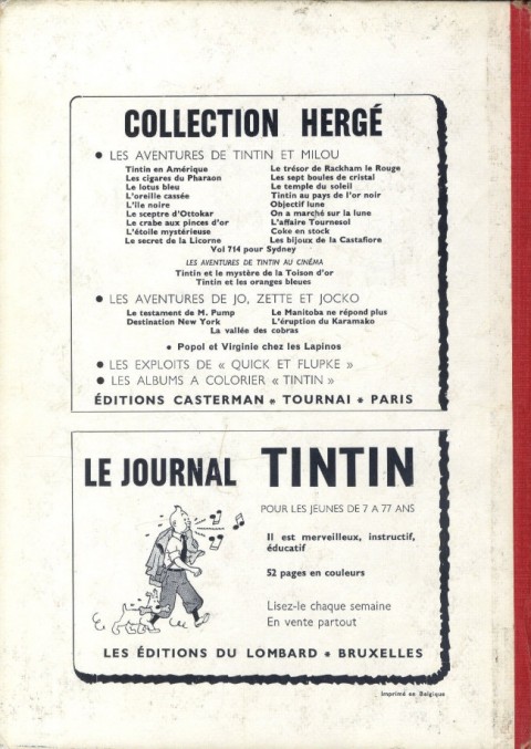Verso de l'album Tintin Tome 91