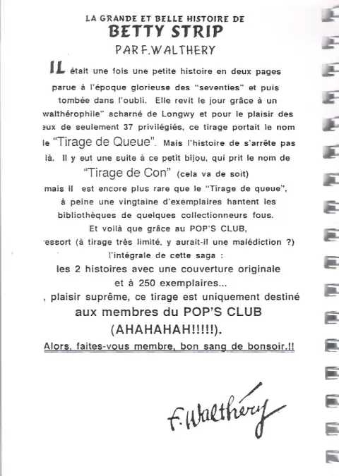 Verso de l'album Betty Strip I-II
