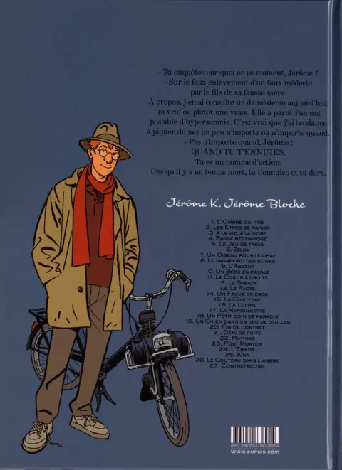 Verso de l'album Jérôme K. Jérôme Bloche Tome 27 Contrefaçons