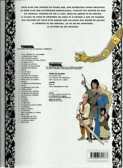 Verso de l'album Thorgal Tome 11 Les Yeux de Tanatloc