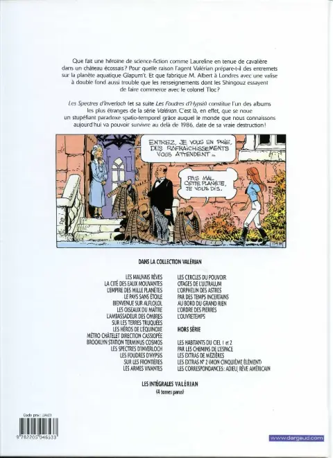 Verso de l'album Valérian Tome 11 Les Spectres d'Inverloch