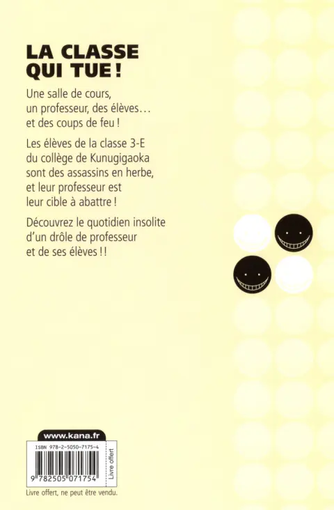 Verso de l'album Assassination classroom 1 Assassinat