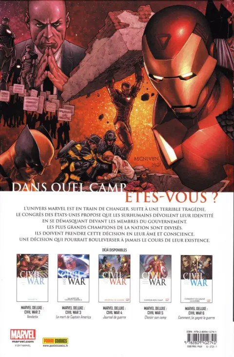 Verso de l'album Civil War Tome 1 Guerre civile