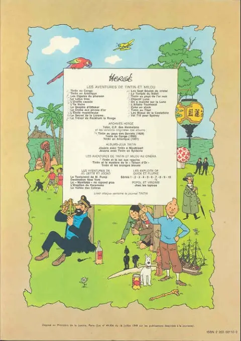 Verso de l'album Tintin Tome 11 Le Secret de la Licorne