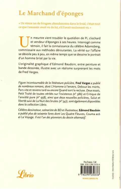 Verso de l'album Le marchand d'éponges