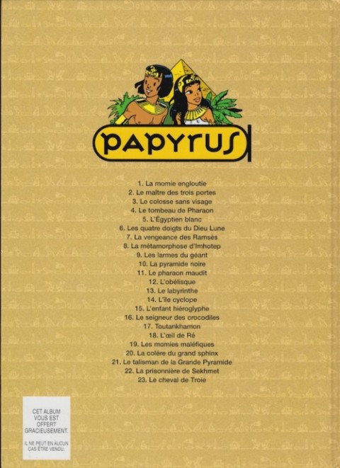 Verso de l'album Papyrus Tome 16 Le seigneur des crocodiles