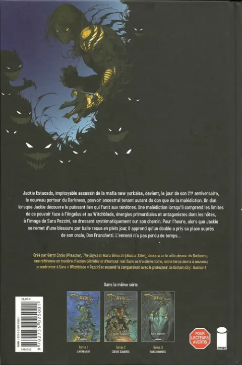 Verso de l'album Darkness Tome 3 Âmes damnées