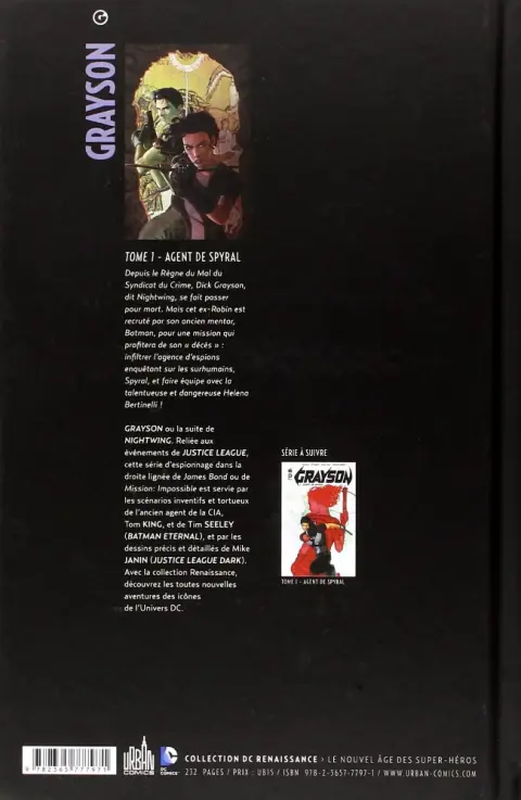 Verso de l'album Grayson Tome 1 Agent de Spyral