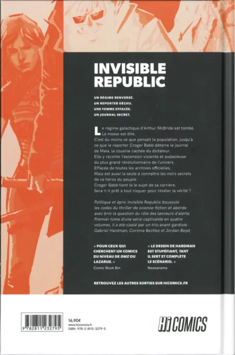 Verso de l'album Invisible Republic Tome 1