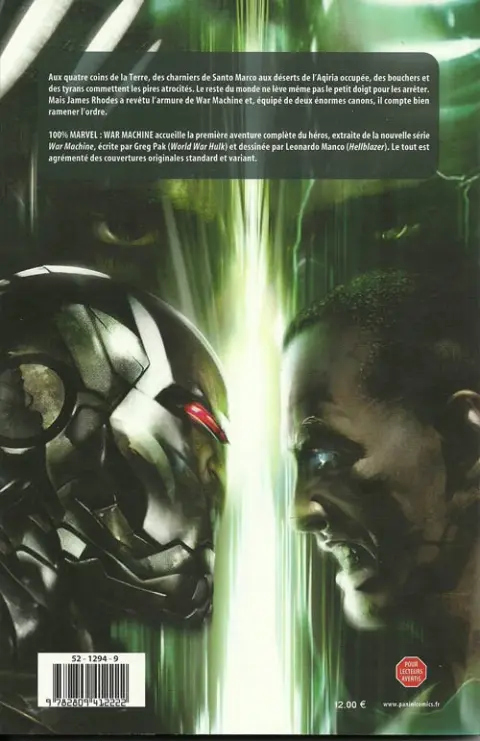 Verso de l'album Iron Man Tome 1 War machine : cœur de fer
