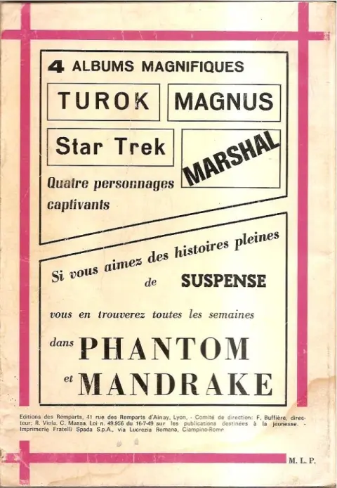 Verso de l'album Marshal, le shérif de Dodge city Album N° 1