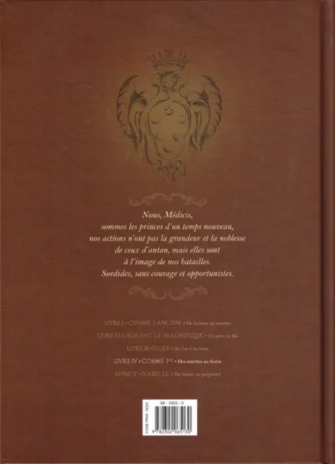 Verso de l'album Médicis Tome 4 Cosme 1er - Des miettes au festin