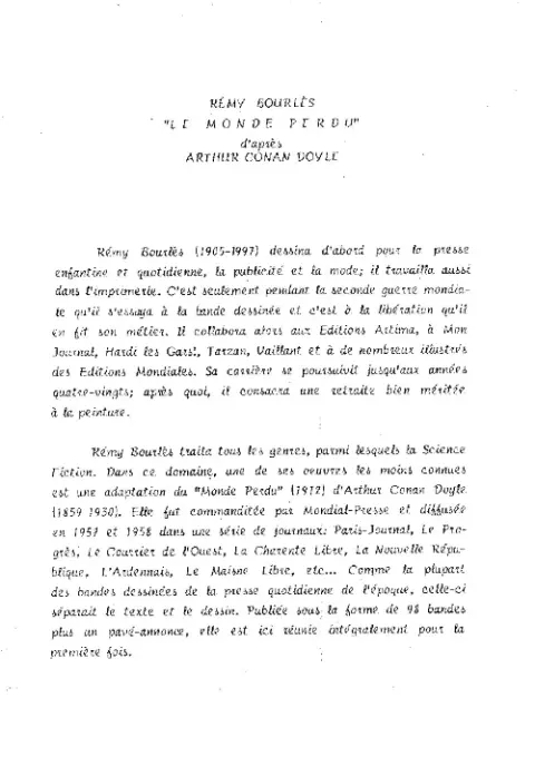 Verso de l'album Le Monde perdu