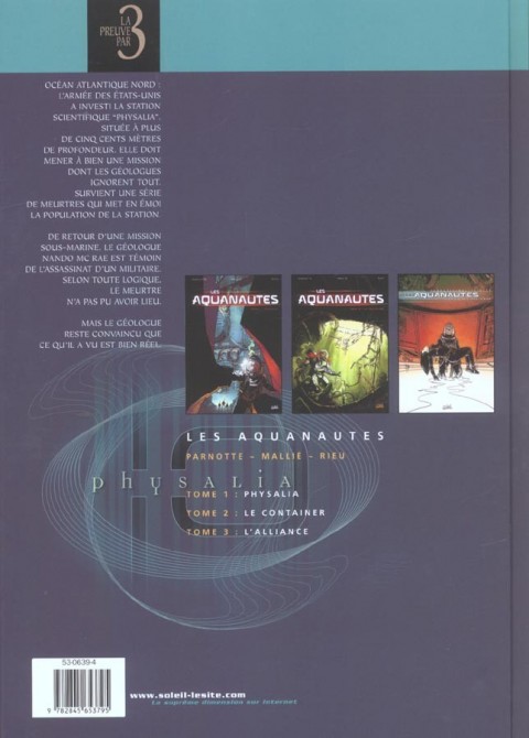 Verso de l'album Les Aquanautes Tomes 1 à 3